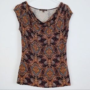 ADRIENNE VITTADINI Paisley Sleeveless Cowl Top S